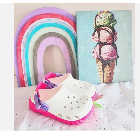 Crocs Kids Duet Max II Clog K white/pink crush size  J3, J5, J6 - Picture 3 of 12